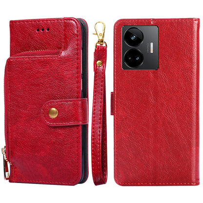 Phone Case for Realme GT Neo 5 5G / GT3 5G / Neo 5 240W 5G Zipper Pocket PU Leather Wallet Stand Cover