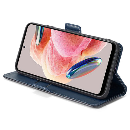 For Xiaomi Redmi Note 12 4G PU Leather Shell Contrast Color Wallet Stand Case Dual Magnetic Clasp Cover