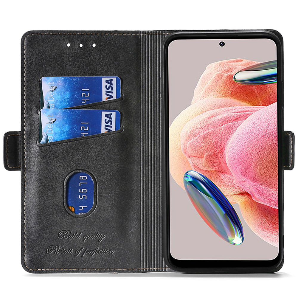 For Xiaomi Redmi Note 12 4G PU Leather Shell Contrast Color Wallet Stand Case Dual Magnetic Clasp Cover