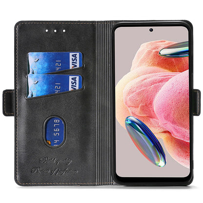 For Xiaomi Redmi Note 12 4G PU Leather Shell Contrast Color Wallet Stand Case Dual Magnetic Clasp Cover