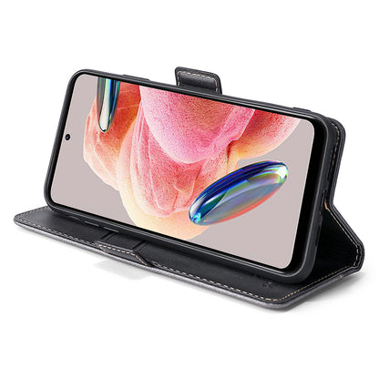 For Xiaomi Redmi Note 12 4G PU Leather Shell Contrast Color Wallet Stand Case Dual Magnetic Clasp Cover