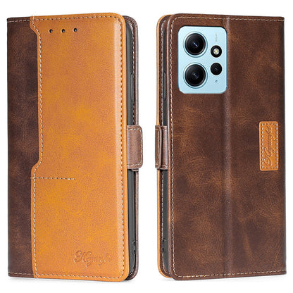 For Xiaomi Redmi Note 12 4G PU Leather Shell Contrast Color Wallet Stand Case Dual Magnetic Clasp Cover