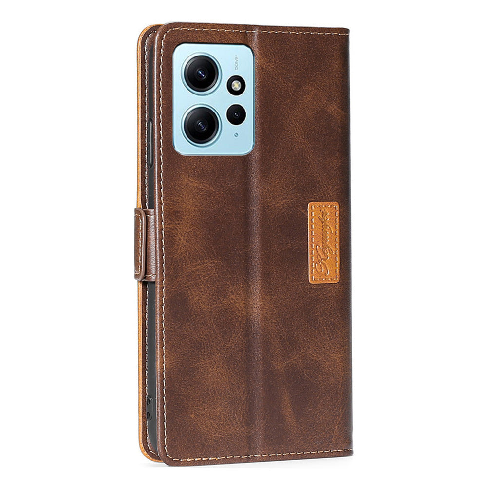 For Xiaomi Redmi Note 12 4G PU Leather Shell Contrast Color Wallet Stand Case Dual Magnetic Clasp Cover
