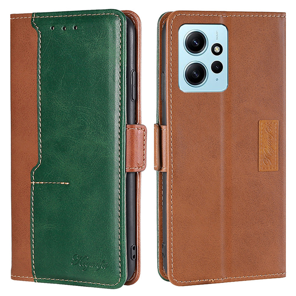 For Xiaomi Redmi Note 12 4G PU Leather Shell Contrast Color Wallet Stand Case Dual Magnetic Clasp Cover