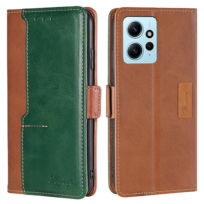 For Xiaomi Redmi Note 12 4G PU Leather Shell Contrast Color Wallet Stand Case Dual Magnetic Clasp Cover
