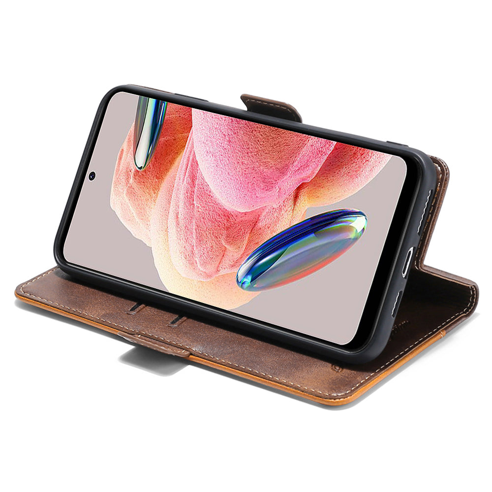 For Xiaomi Redmi Note 12 4G PU Leather Shell Contrast Color Wallet Stand Case Dual Magnetic Clasp Cover