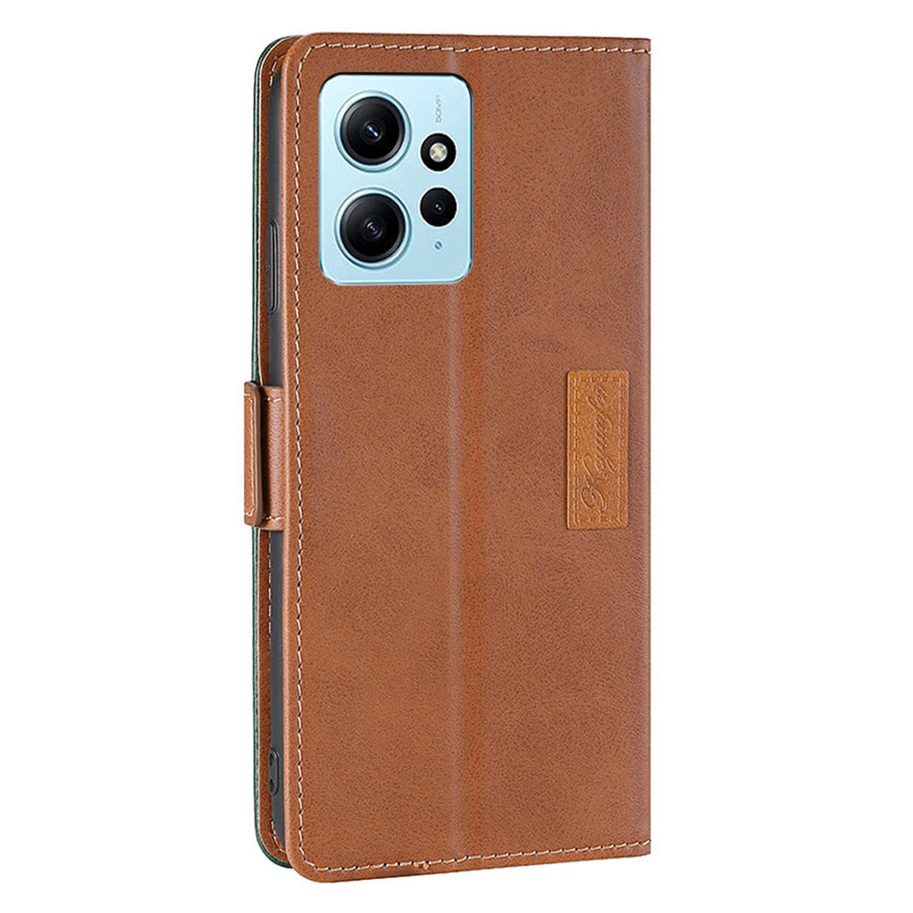 For Xiaomi Redmi Note 12 4G PU Leather Shell Contrast Color Wallet Stand Case Dual Magnetic Clasp Cover