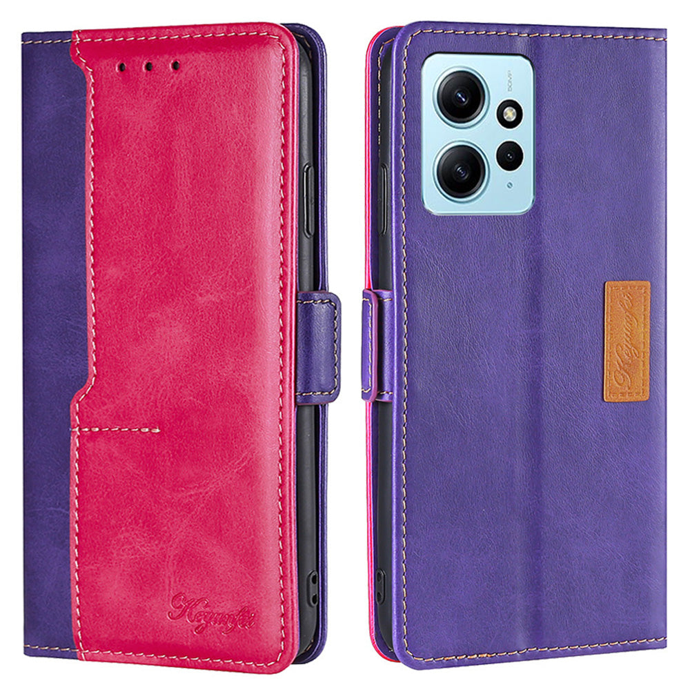 For Xiaomi Redmi Note 12 4G PU Leather Shell Contrast Color Wallet Stand Case Dual Magnetic Clasp Cover