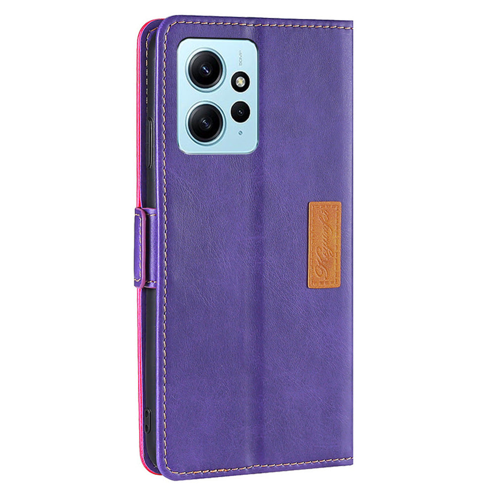 For Xiaomi Redmi Note 12 4G PU Leather Shell Contrast Color Wallet Stand Case Dual Magnetic Clasp Cover