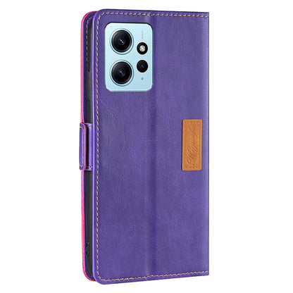 For Xiaomi Redmi Note 12 4G PU Leather Shell Contrast Color Wallet Stand Case Dual Magnetic Clasp Cover