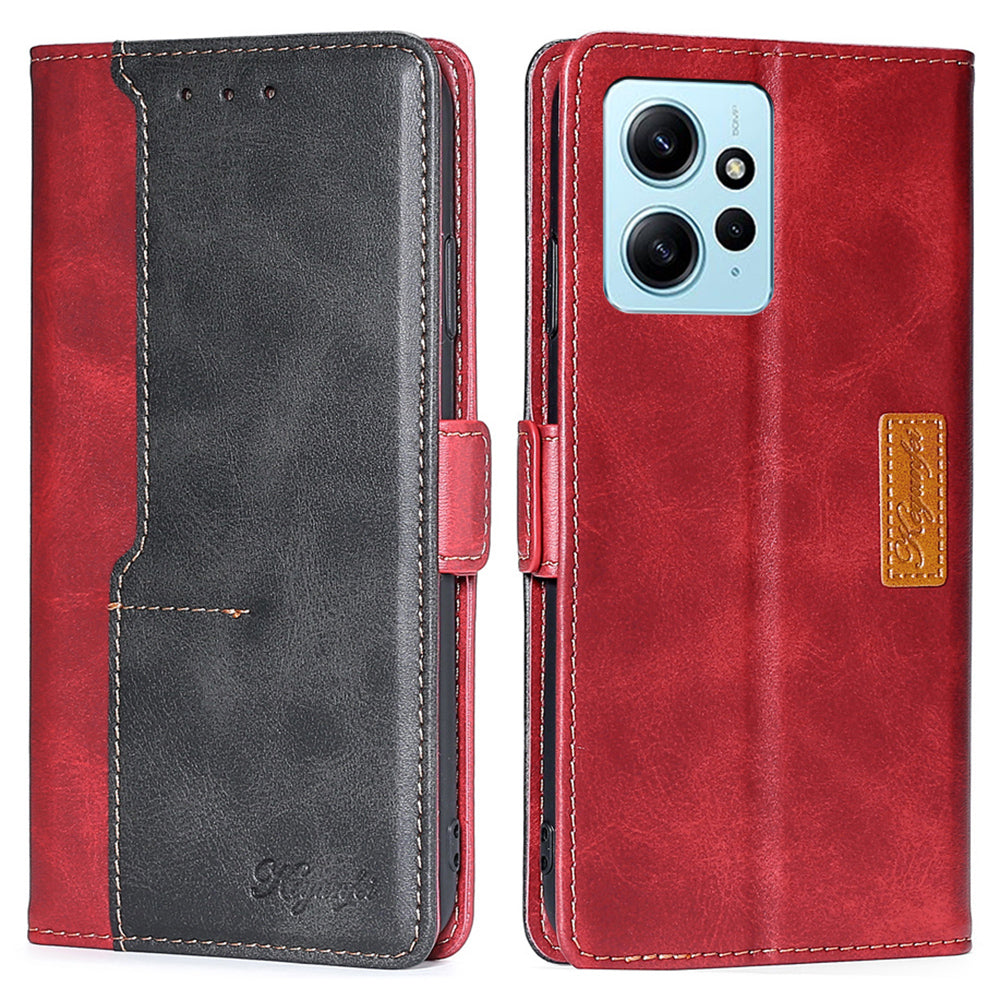 For Xiaomi Redmi Note 12 4G PU Leather Shell Contrast Color Wallet Stand Case Dual Magnetic Clasp Cover