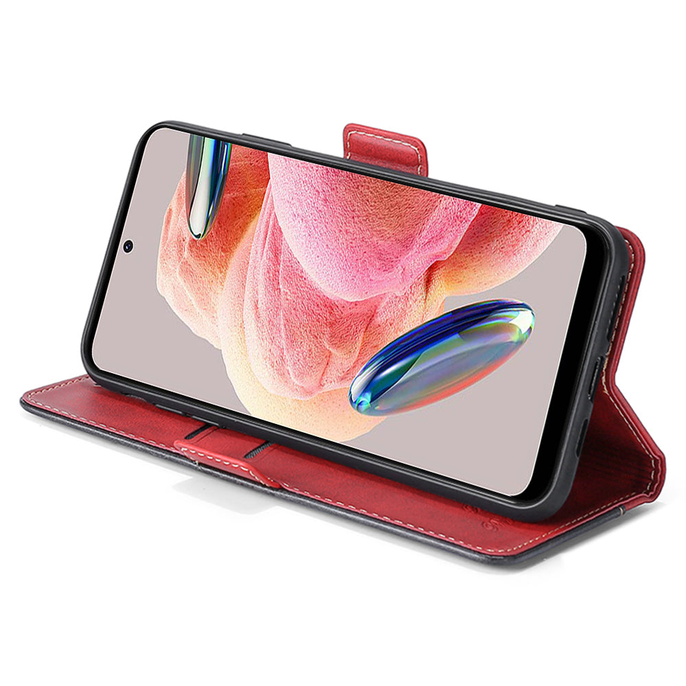 For Xiaomi Redmi Note 12 4G PU Leather Shell Contrast Color Wallet Stand Case Dual Magnetic Clasp Cover