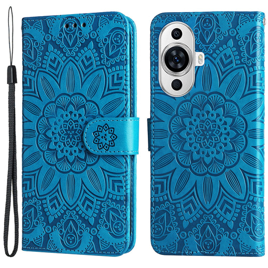 For Huawei nova 11 Wallet Flip Protective Cover PU Leather Sunflower Imprinted Stand Phone Case