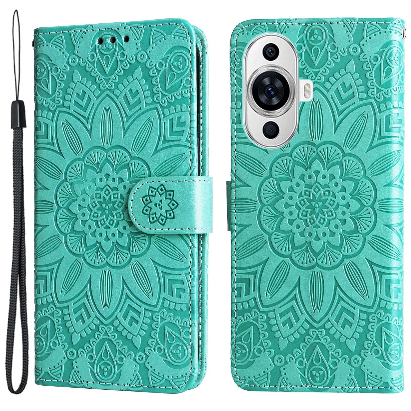 For Huawei nova 11 Wallet Flip Protective Cover PU Leather Sunflower Imprinted Stand Phone Case