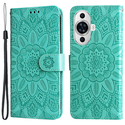 For Huawei nova 11 Wallet Flip Protective Cover PU Leather Sunflower Imprinted Stand Phone Case