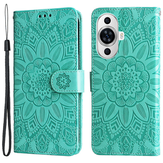 For Huawei nova 11 Wallet Flip Protective Cover PU Leather Sunflower Imprinted Stand Phone Case