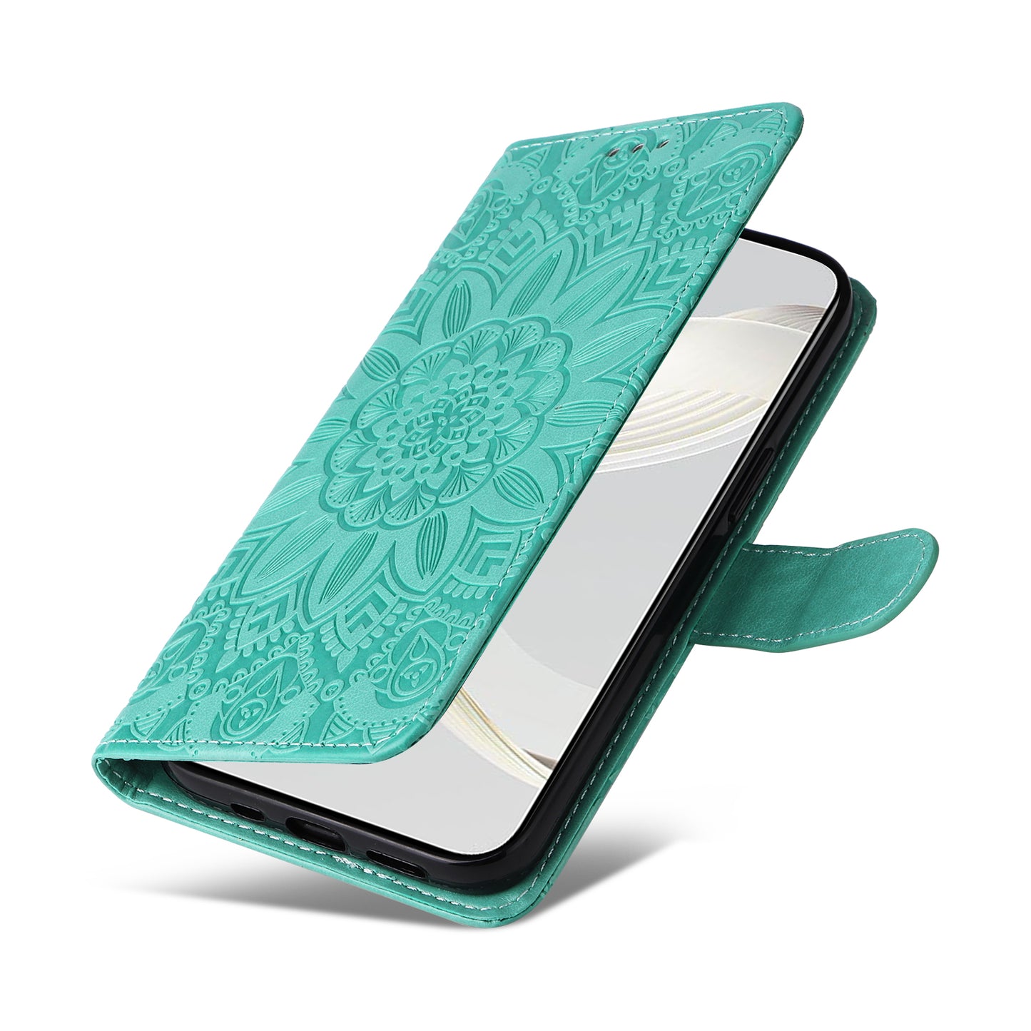 For Huawei nova 11 Wallet Flip Protective Cover PU Leather Sunflower Imprinted Stand Phone Case