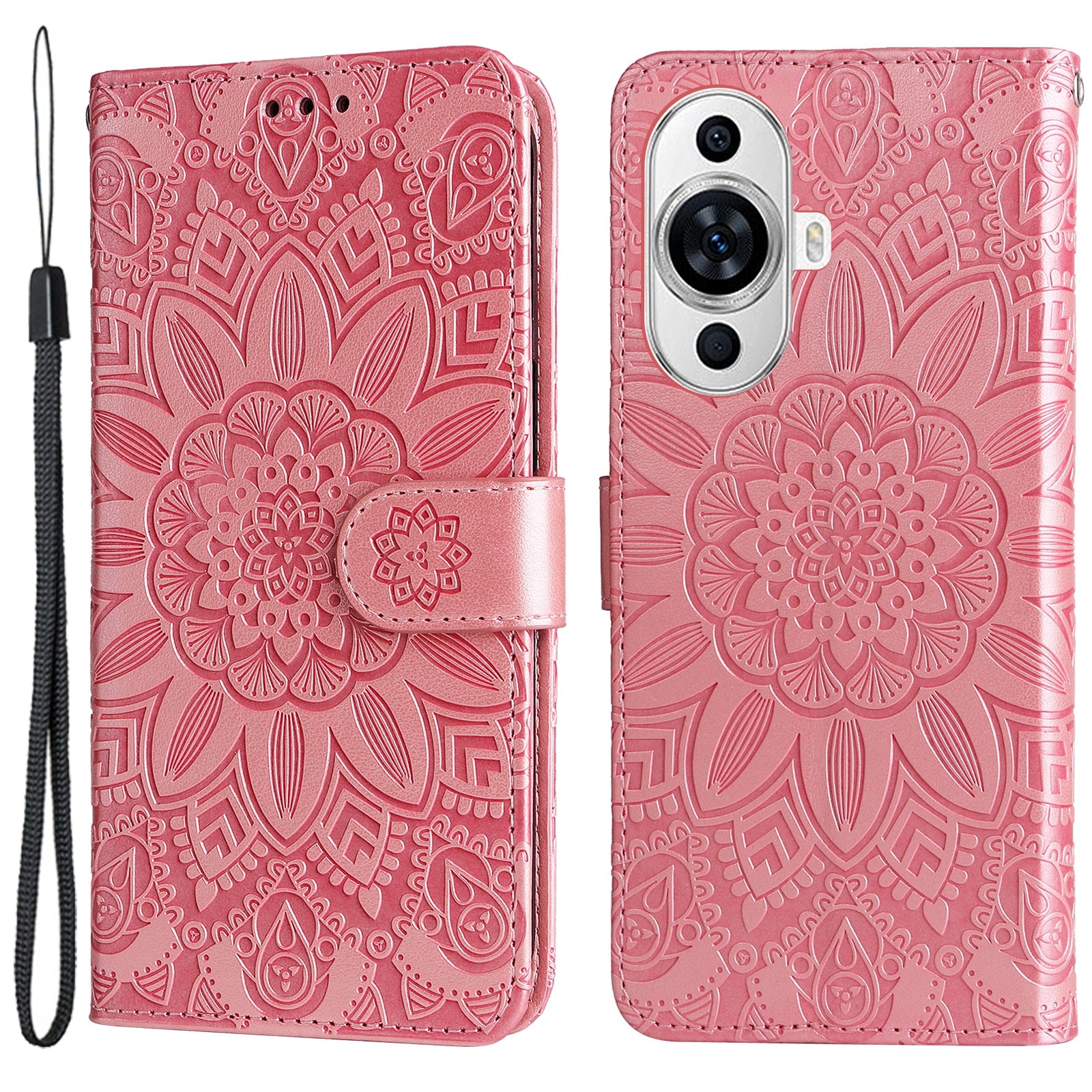 For Huawei nova 11 Wallet Flip Protective Cover PU Leather Sunflower Imprinted Stand Phone Case