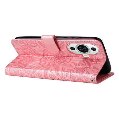 For Huawei nova 11 Wallet Flip Protective Cover PU Leather Sunflower Imprinted Stand Phone Case