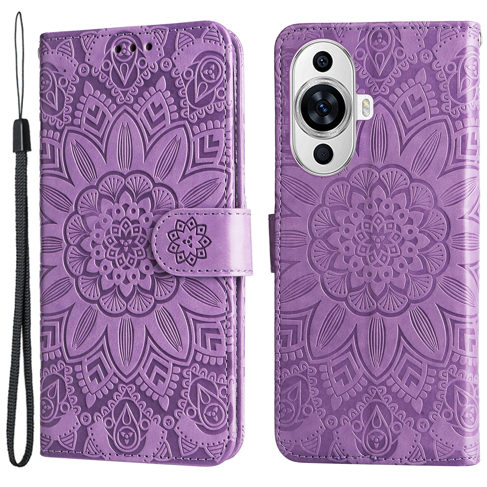 For Huawei nova 11 Wallet Flip Protective Cover PU Leather Sunflower Imprinted Stand Phone Case