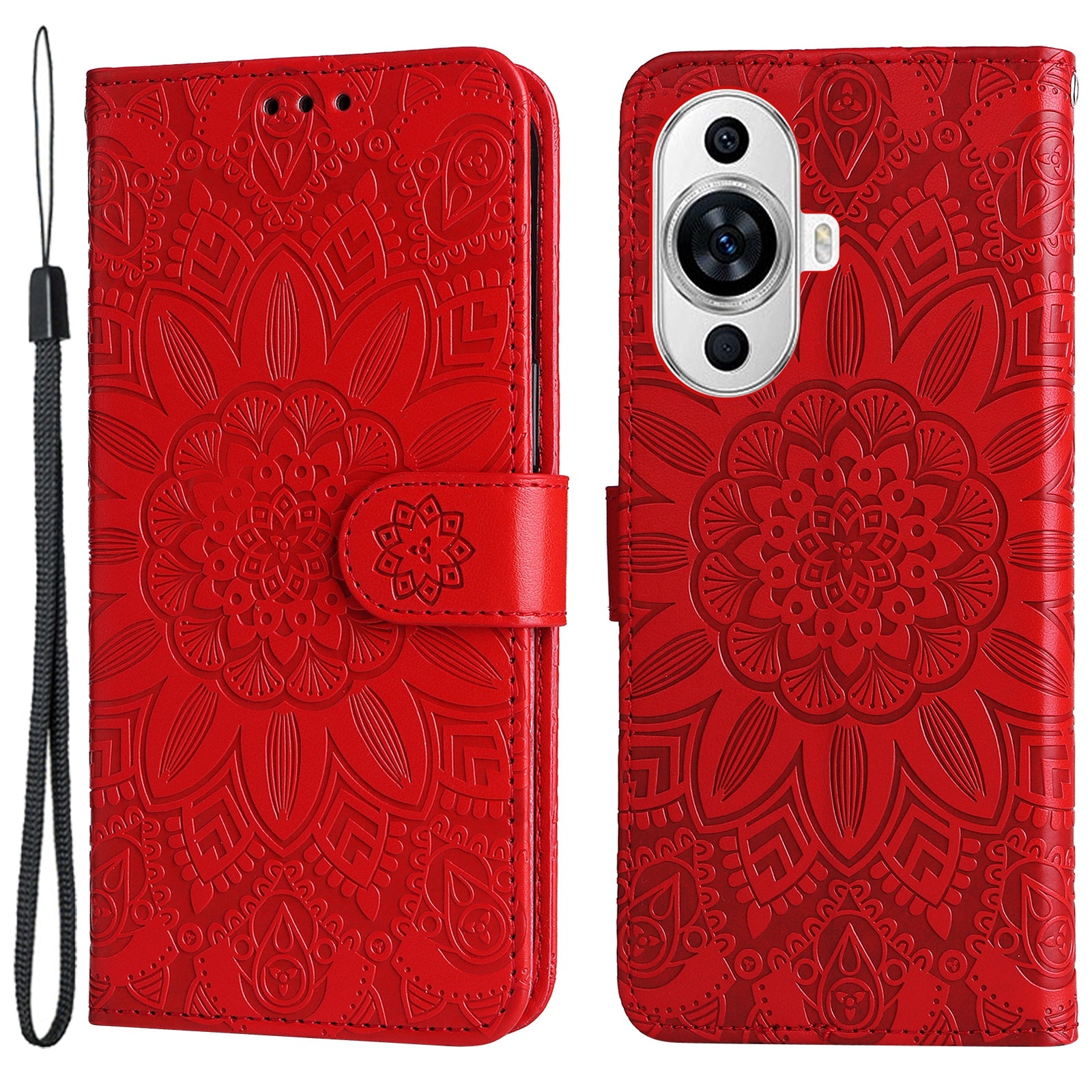 For Huawei nova 11 Wallet Flip Protective Cover PU Leather Sunflower Imprinted Stand Phone Case
