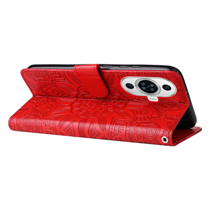 For Huawei nova 11 Wallet Flip Protective Cover PU Leather Sunflower Imprinted Stand Phone Case