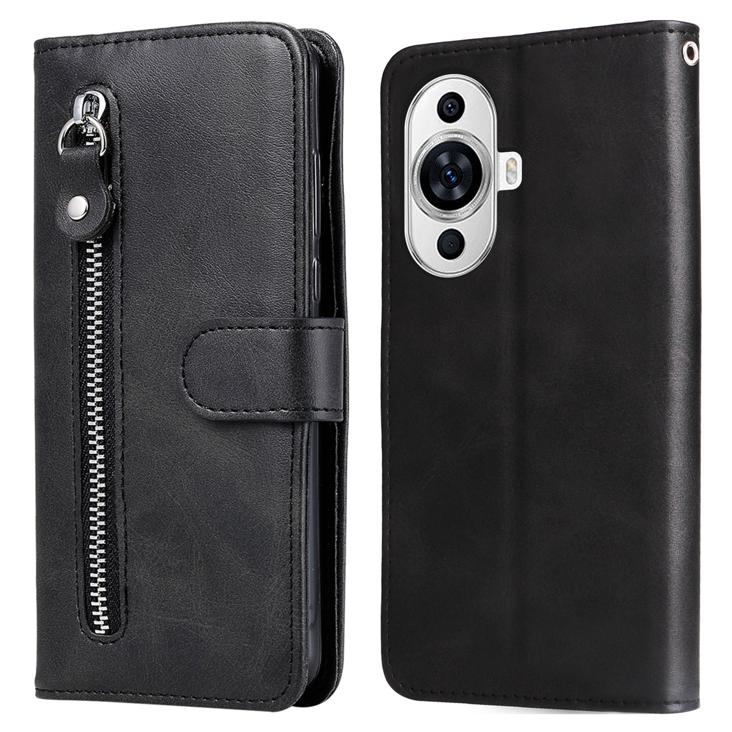 Leather Phone Case for Huawei nova 11 Pro / nova 11 Ultra , Calf Texture Zipper Pocket Stand Wallet Phone Cover