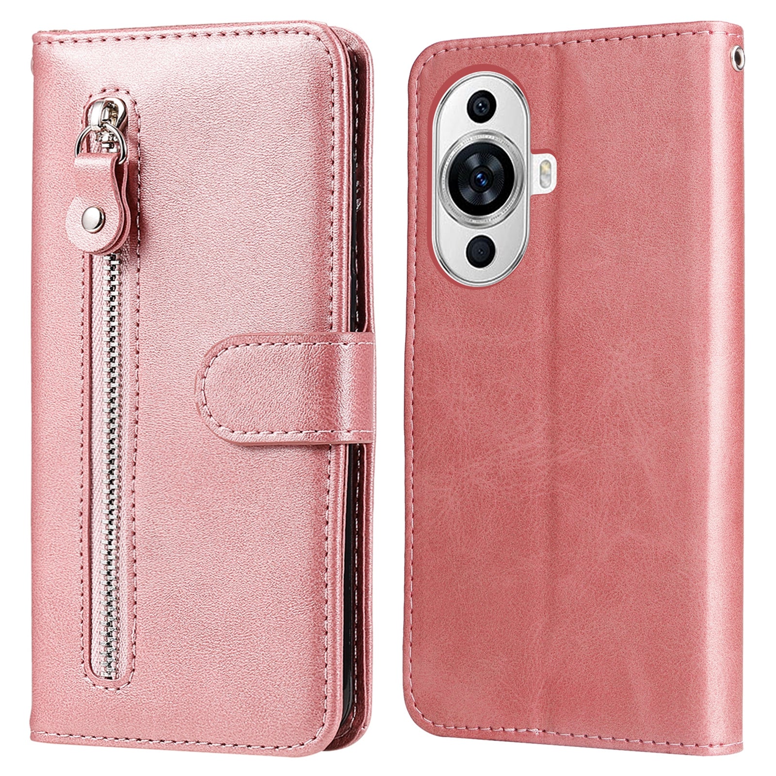 Leather Phone Case for Huawei nova 11 Pro / nova 11 Ultra , Calf Texture Zipper Pocket Stand Wallet Phone Cover