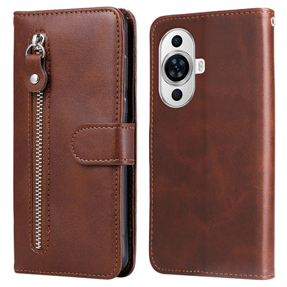 Leather Phone Case for Huawei nova 11 Pro / nova 11 Ultra , Calf Texture Zipper Pocket Stand Wallet Phone Cover