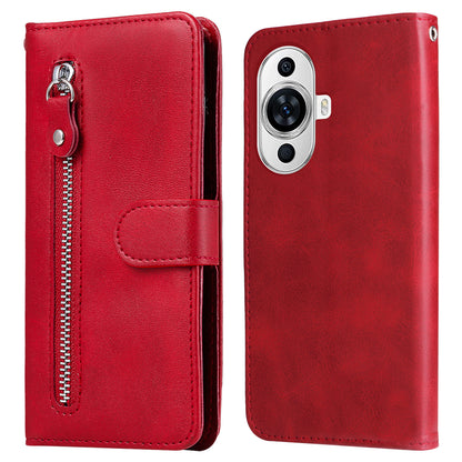 Leather Phone Case for Huawei nova 11 Pro / nova 11 Ultra , Calf Texture Zipper Pocket Stand Wallet Phone Cover