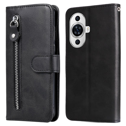 Leather Phone Case for Huawei nova 11 , Calf Texture Zipper Pocket Stand Wallet Shockproof Cover