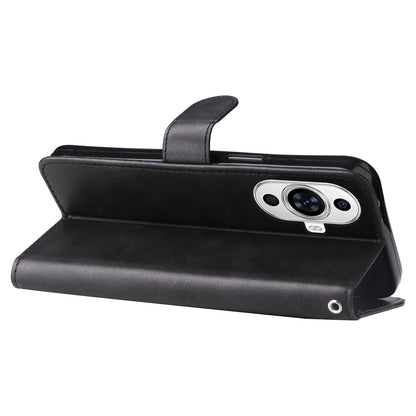 Leather Phone Case for Huawei nova 11 , Calf Texture Zipper Pocket Stand Wallet Shockproof Cover