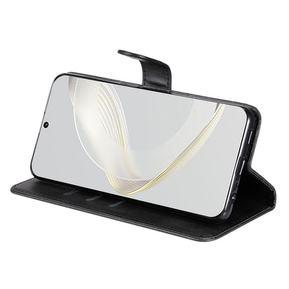 Leather Phone Case for Huawei nova 11 , Calf Texture Zipper Pocket Stand Wallet Shockproof Cover