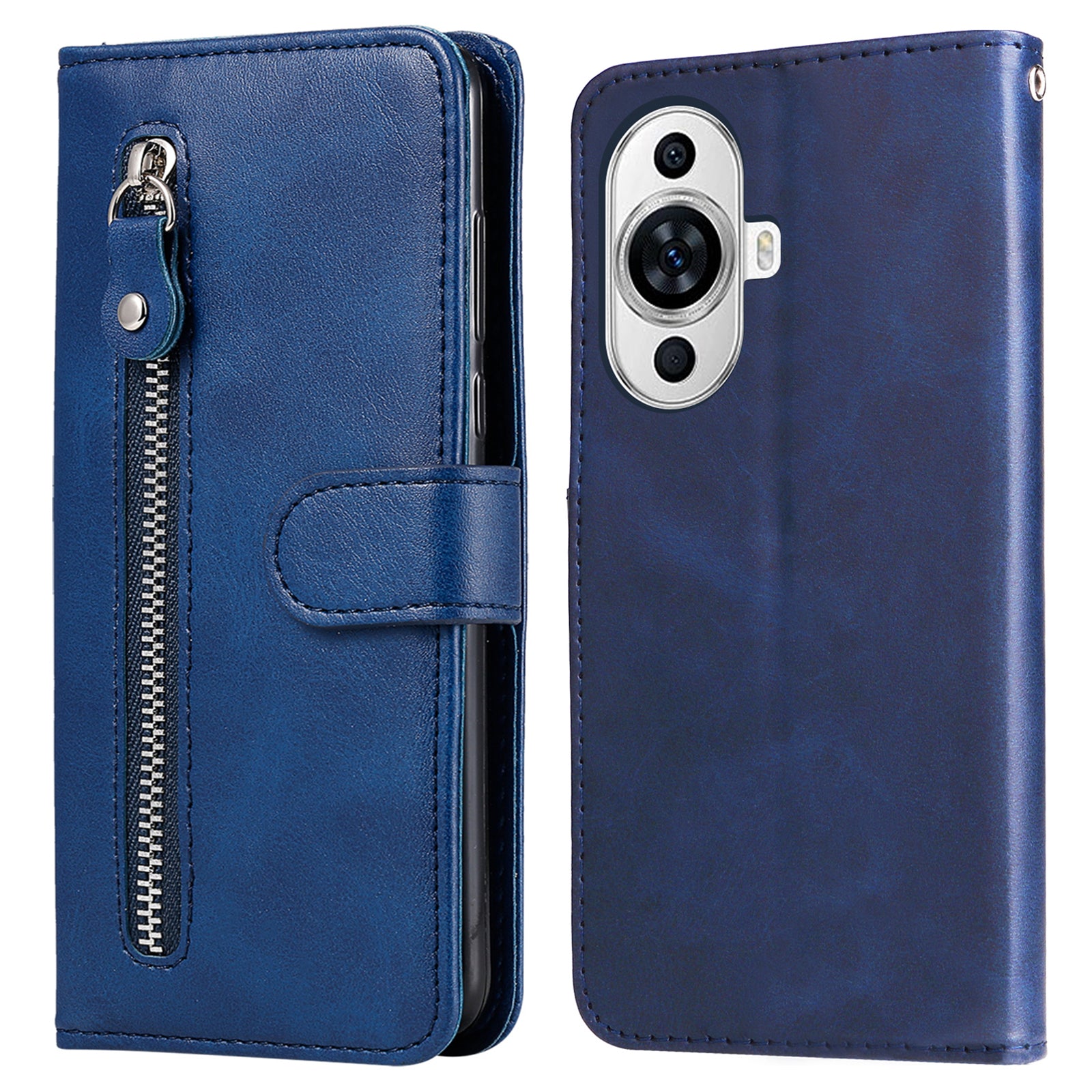 Leather Phone Case for Huawei nova 11 , Calf Texture Zipper Pocket Stand Wallet Shockproof Cover