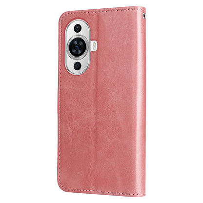 Leather Phone Case for Huawei nova 11 , Calf Texture Zipper Pocket Stand Wallet Shockproof Cover