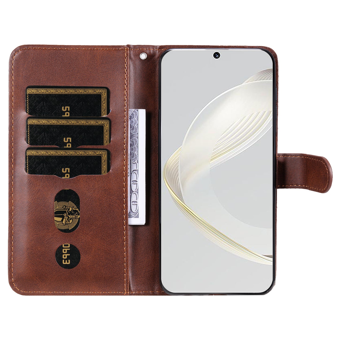 Leather Phone Case for Huawei nova 11 , Calf Texture Zipper Pocket Stand Wallet Shockproof Cover