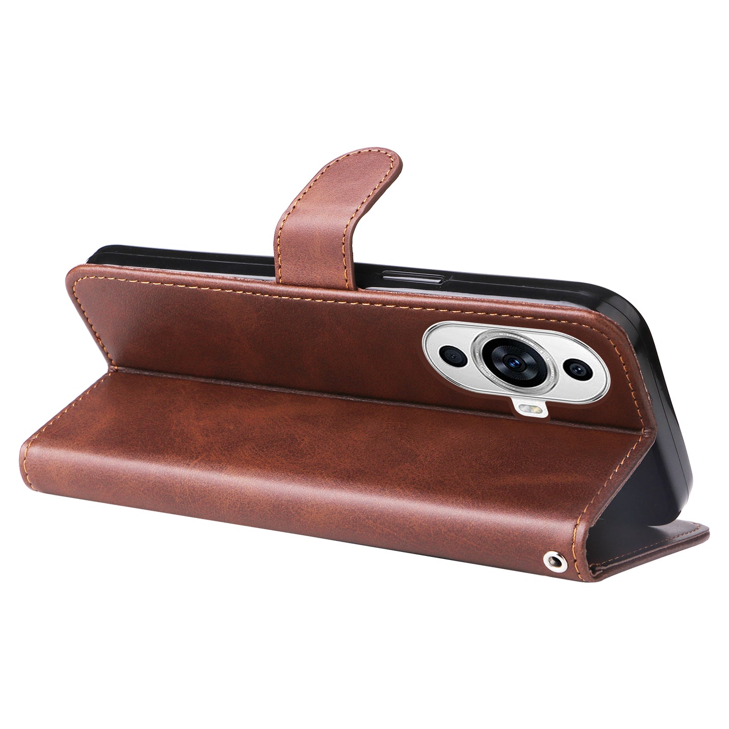 Leather Phone Case for Huawei nova 11 , Calf Texture Zipper Pocket Stand Wallet Shockproof Cover