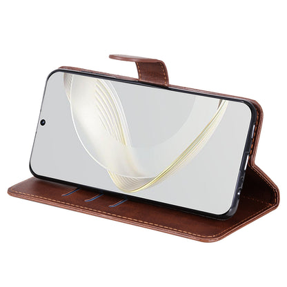 Leather Phone Case for Huawei nova 11 , Calf Texture Zipper Pocket Stand Wallet Shockproof Cover