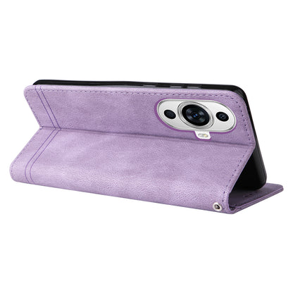 For Huawei nova 11 Pro / nova 11 Ultra PU Leather Skin-touch Folio Case Imprinted Lines Wallet Stand Phone Cover