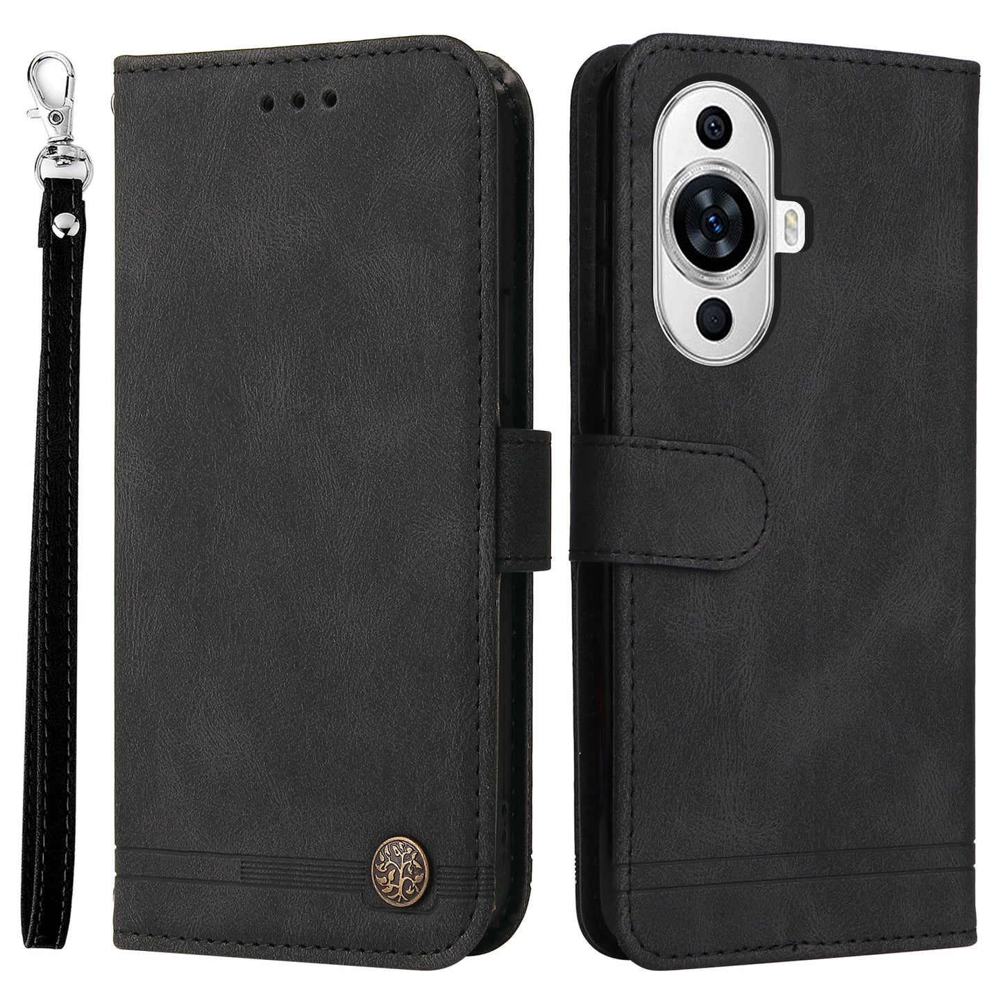 For Huawei nova 11 PU Leather Wallet Phone Case Imprinted Lines Stand Skin-touch Protective Cover