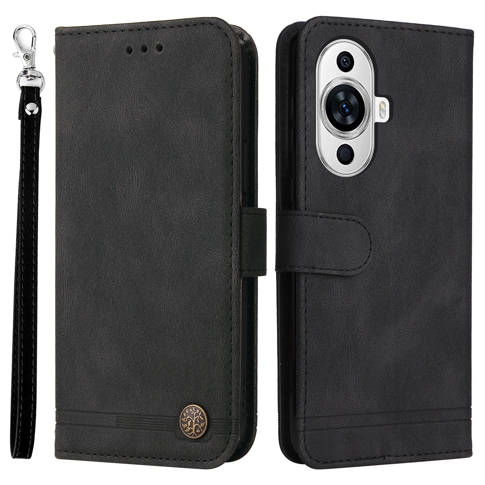 For Huawei nova 11 PU Leather Wallet Phone Case Imprinted Lines Stand Skin-touch Protective Cover