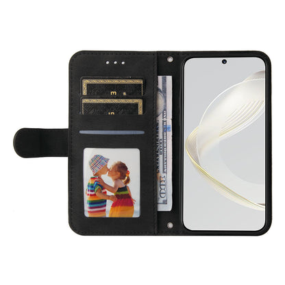 For Huawei nova 11 PU Leather Wallet Phone Case Imprinted Lines Stand Skin-touch Protective Cover