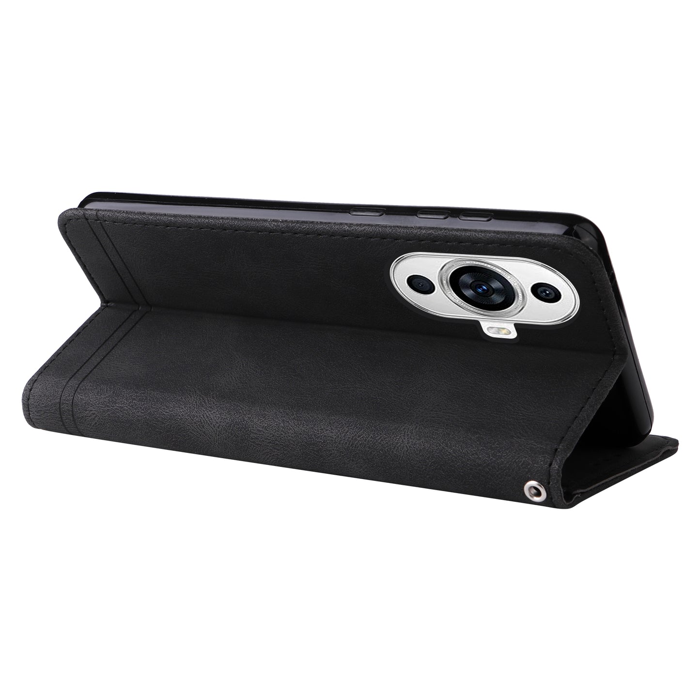 For Huawei nova 11 PU Leather Wallet Phone Case Imprinted Lines Stand Skin-touch Protective Cover