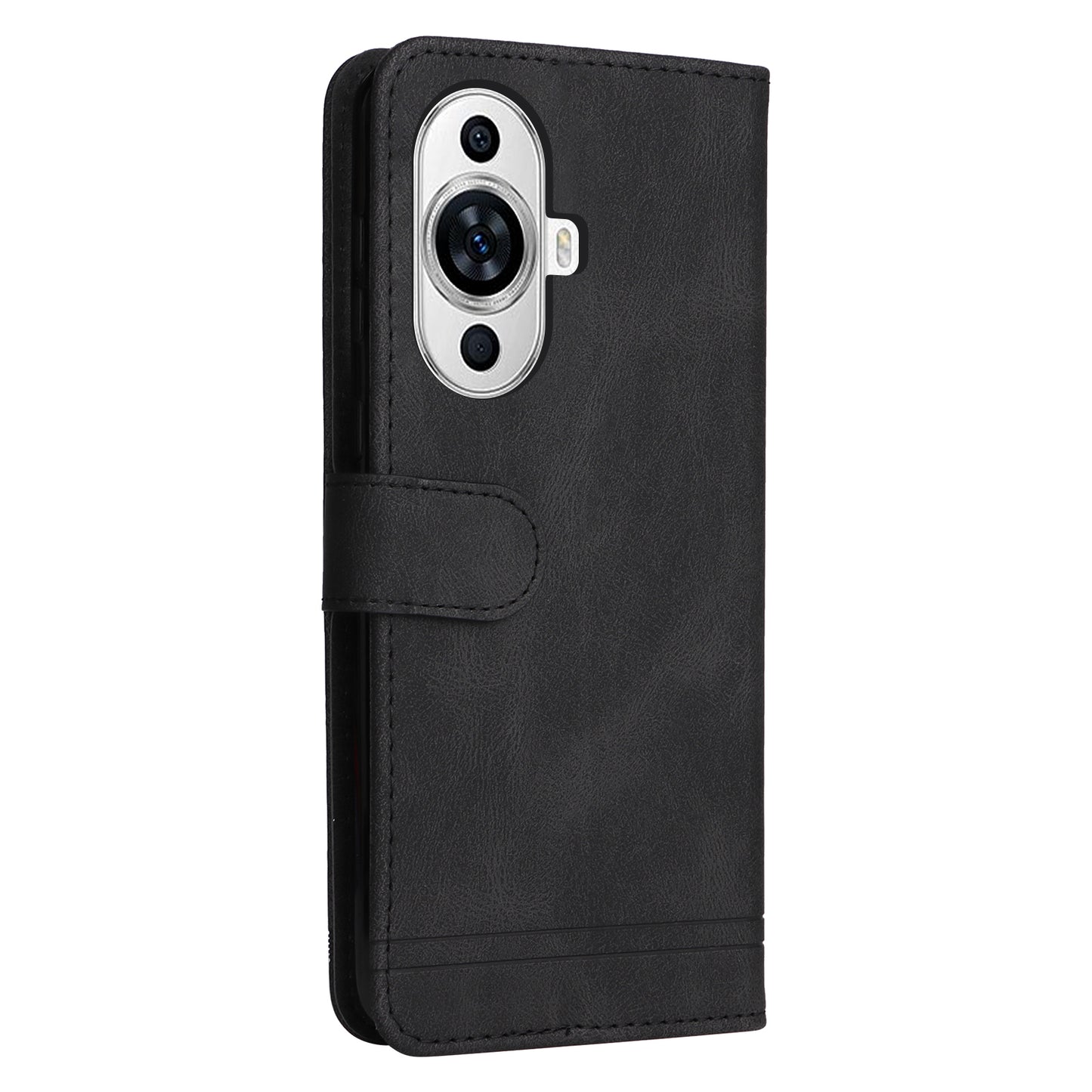 For Huawei nova 11 PU Leather Wallet Phone Case Imprinted Lines Stand Skin-touch Protective Cover