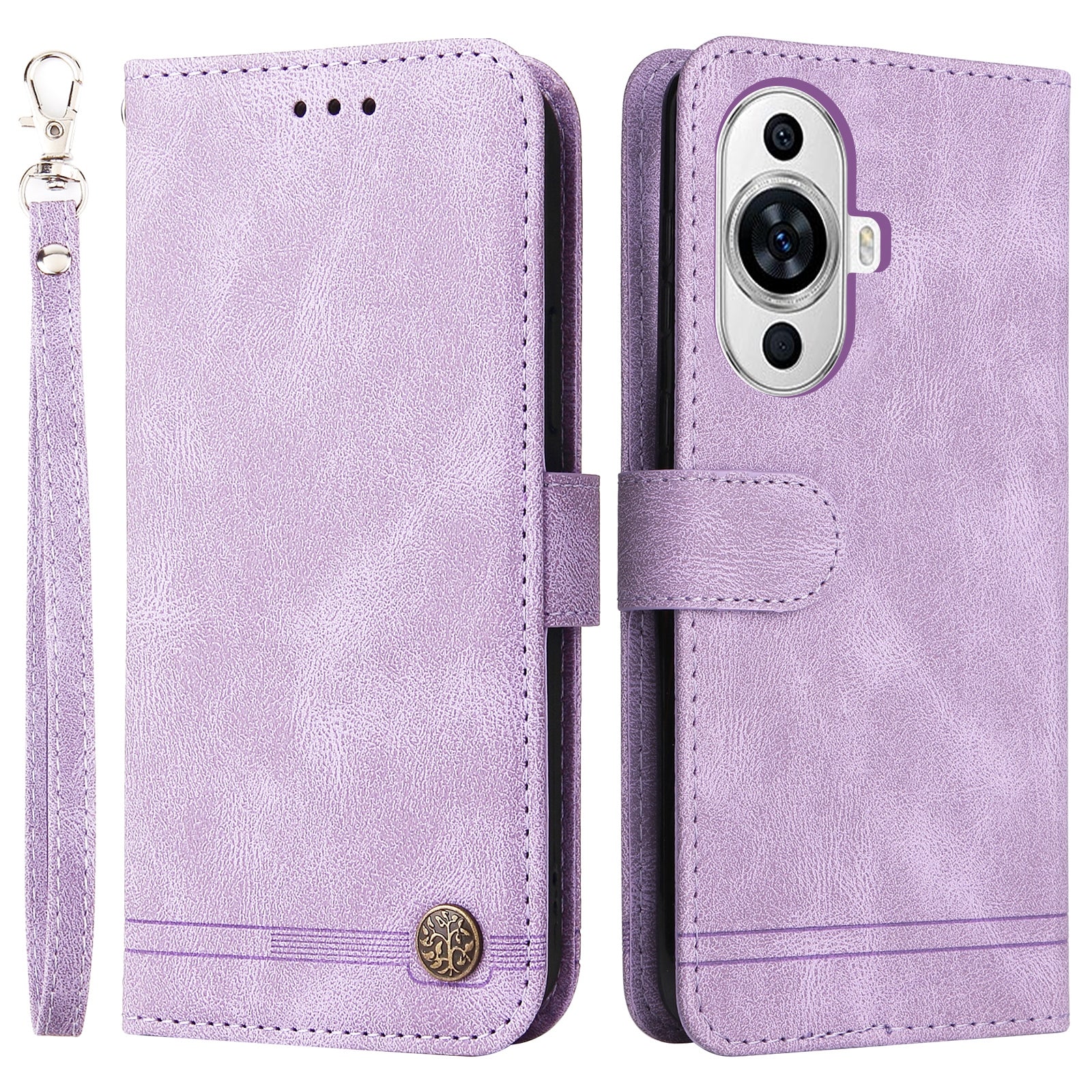 For Huawei nova 11 PU Leather Wallet Phone Case Imprinted Lines Stand Skin-touch Protective Cover