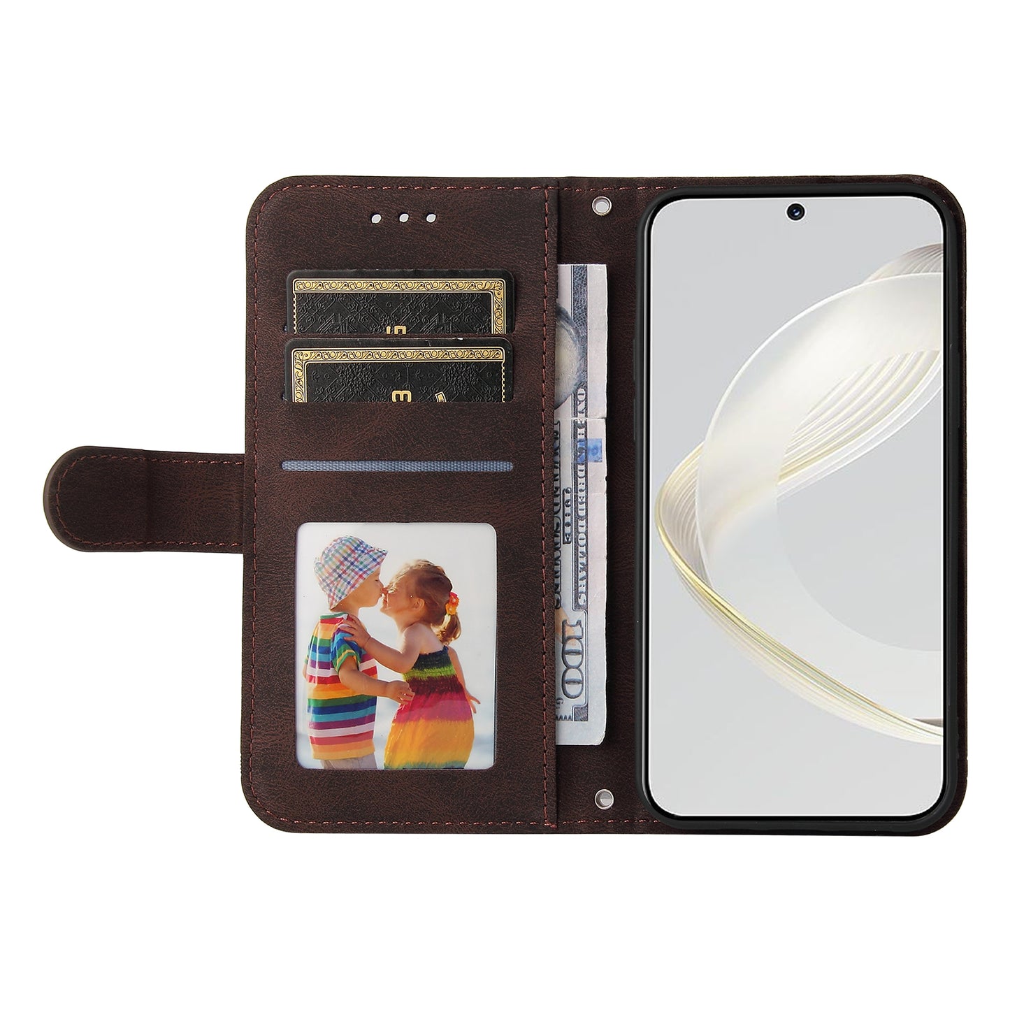 For Huawei nova 11 PU Leather Wallet Phone Case Imprinted Lines Stand Skin-touch Protective Cover