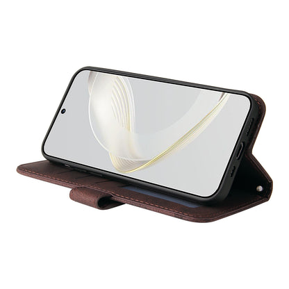 For Huawei nova 11 PU Leather Wallet Phone Case Imprinted Lines Stand Skin-touch Protective Cover