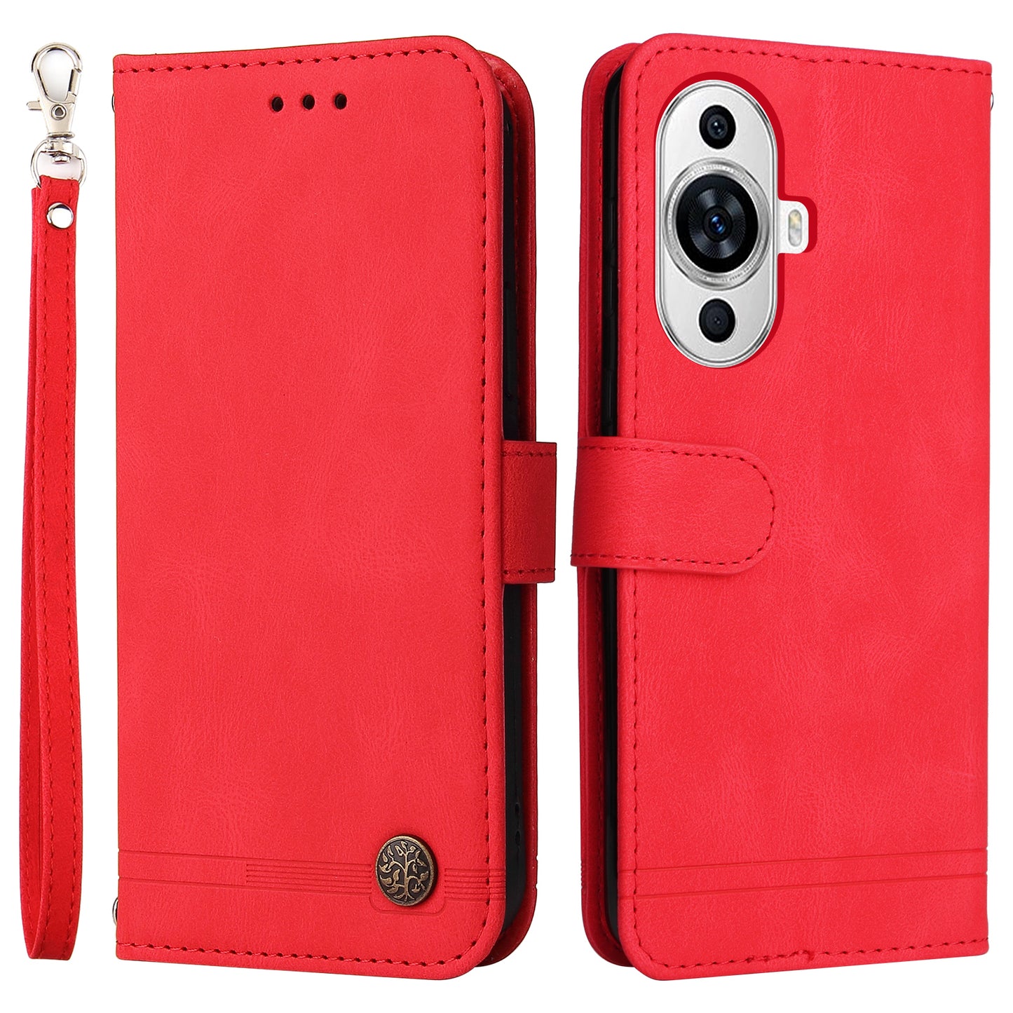 For Huawei nova 11 PU Leather Wallet Phone Case Imprinted Lines Stand Skin-touch Protective Cover