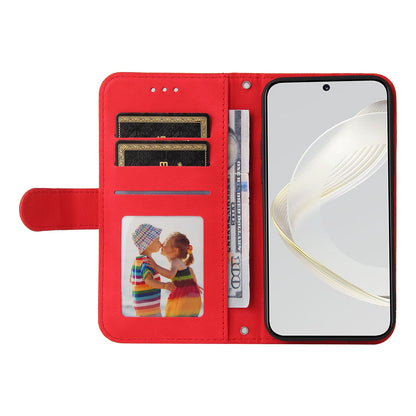 For Huawei nova 11 PU Leather Wallet Phone Case Imprinted Lines Stand Skin-touch Protective Cover