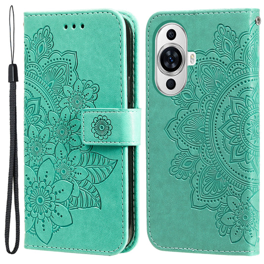For Huawei nova 11 Flip Stand PU Leather Case Flower Imprinting Wallet Phone Cover